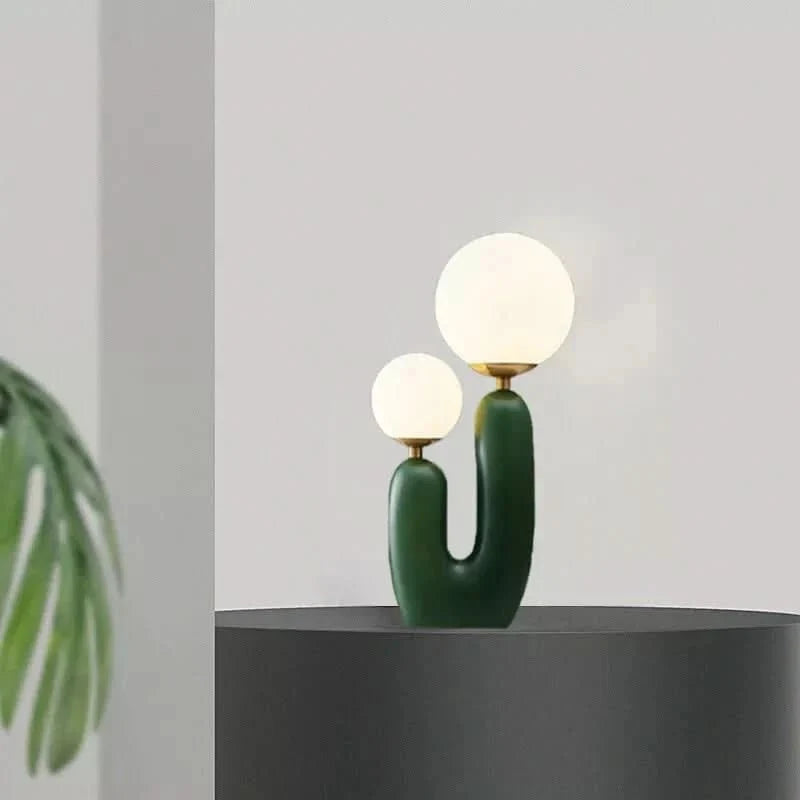 Table Lamp | Geometric Metal Base & Fabric Shade