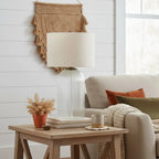 Table Lamp | Glass Base & Linen Shade | E26 Compatible & Dimmable