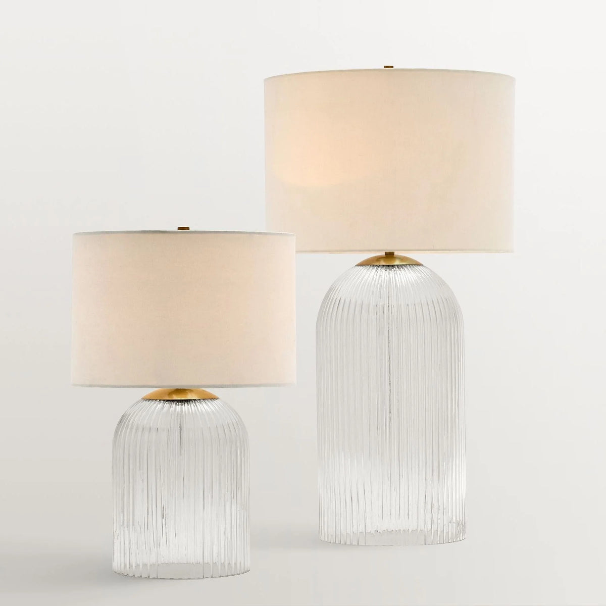 Table Lamp | Glass Base & Linen Shade | E26 Compatible & Dimmable