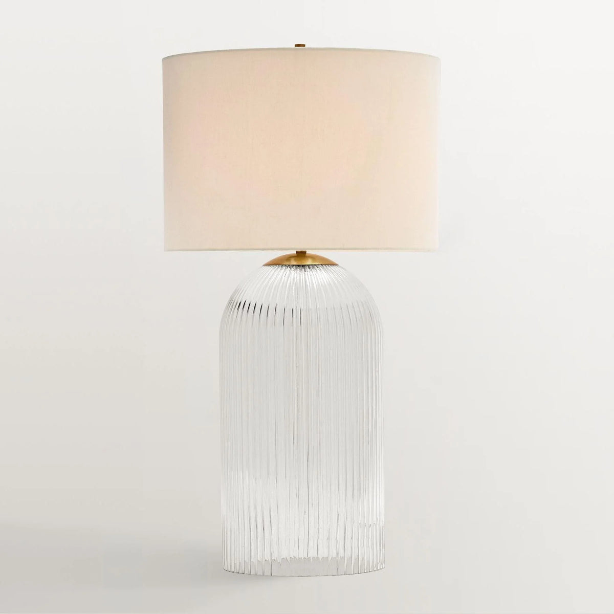 Table Lamp | Glass Base & Linen Shade | E26 Compatible & Dimmable