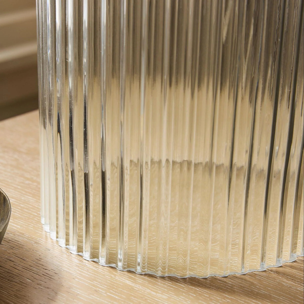 Table Lamp | Glass Base & Linen Shade | E26 Compatible & Dimmable