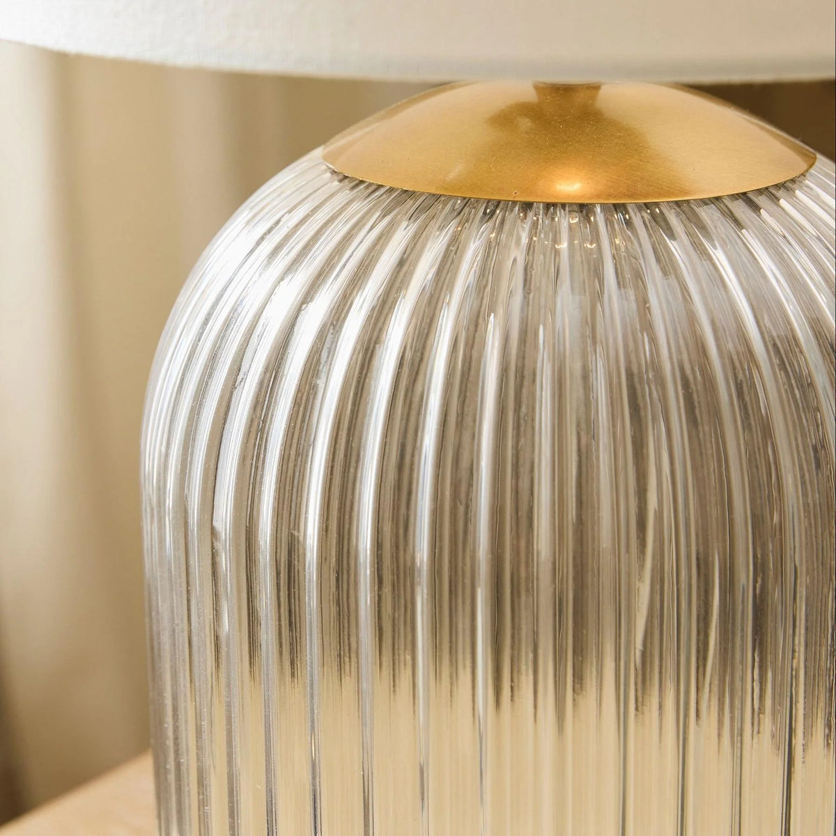 Table Lamp | Glass Base & Linen Shade | E26 Compatible & Dimmable