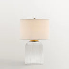 Table Lamp | Glass Base & Linen Shade | E26 Compatible & Dimmable