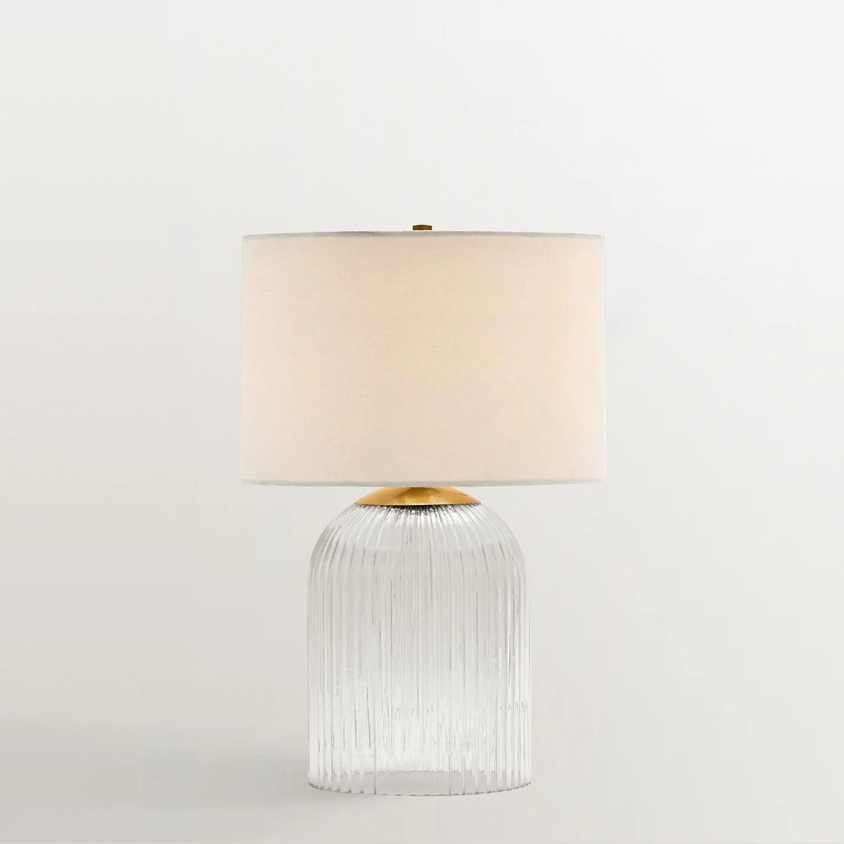 Table Lamp | Glass Base & Linen Shade | E26 Compatible & Dimmable