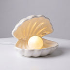 Table Lamp | Glazed Ceramic Shell & Cordless Removable Pearl Light