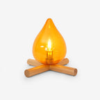 Table Lamp | Hand-Blown Glass Shade & Wood Cross Base
