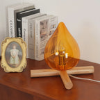 Table Lamp | Hand-Blown Glass Shade & Wood Cross Base