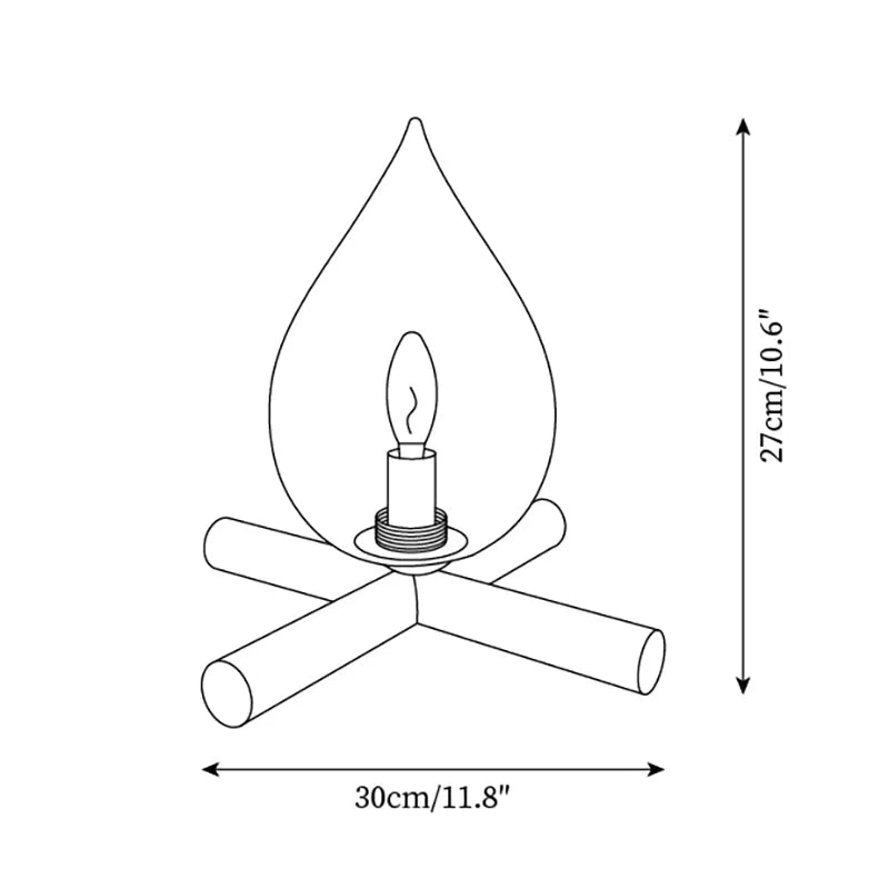 Table Lamp | Hand-Blown Glass Shade & Wood Cross Base