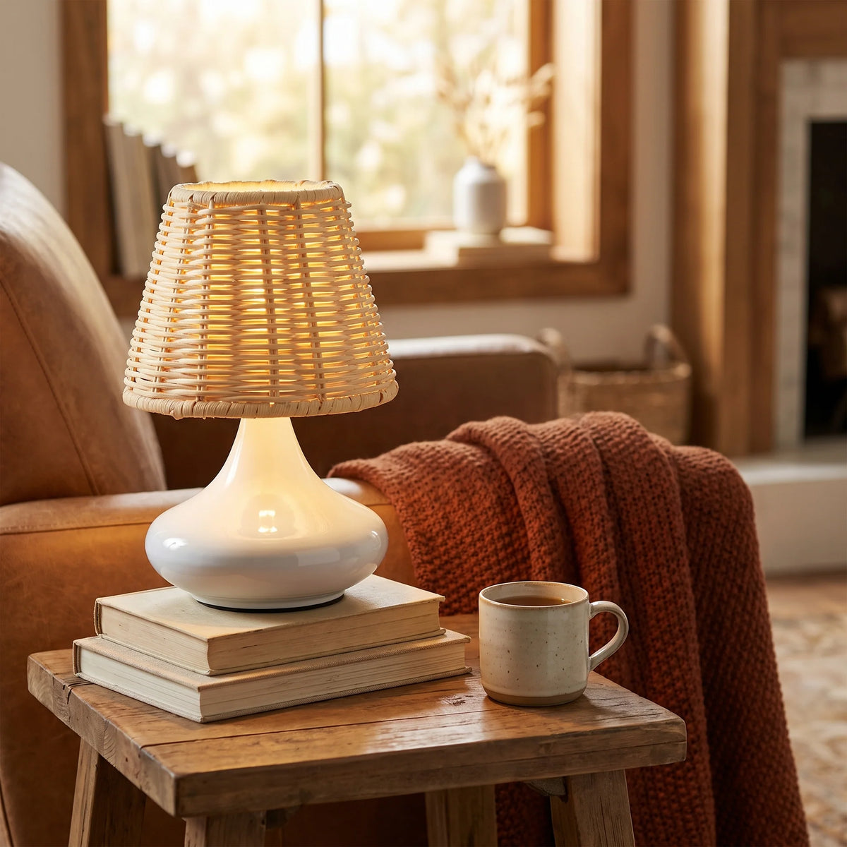 Table Lamp | Hand-Woven Bamboo Shade | 3 Color Temperatures