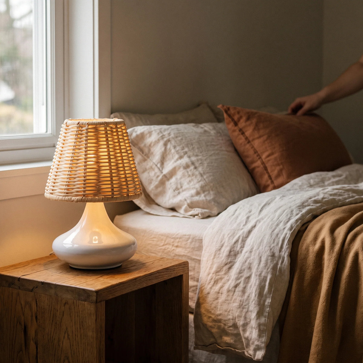 Table Lamp | Hand-Woven Bamboo Shade | 3 Color Temperatures