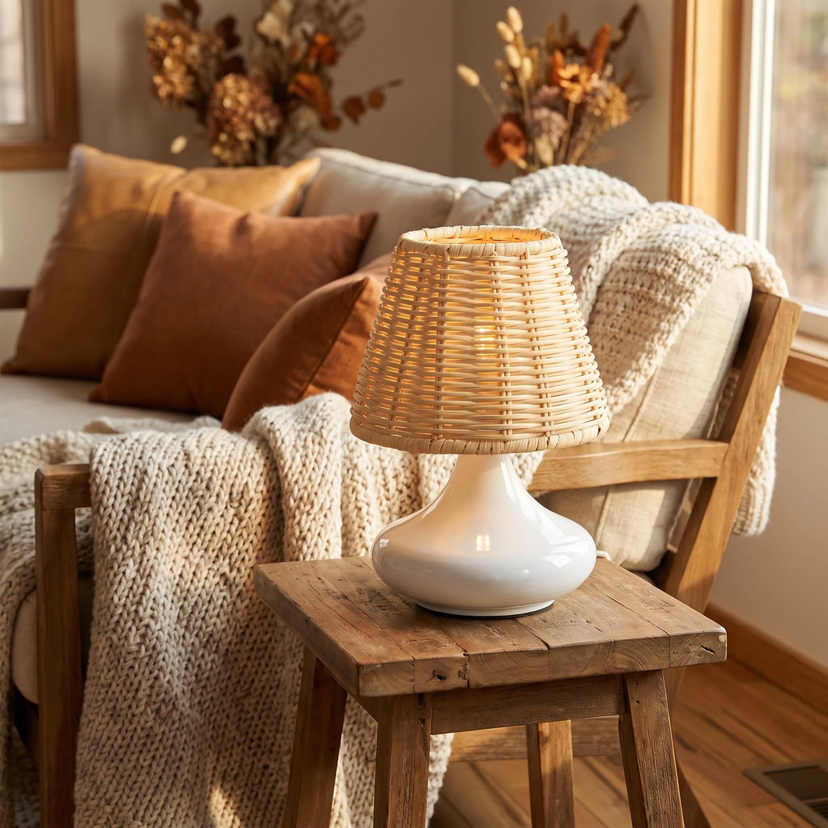 Table Lamp | Hand-Woven Bamboo Shade | 3 Color Temperatures