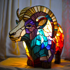 Table Lamp | Handcrafted Stained Glass & Multicolored Mosaic | 17 cm