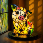 Table Lamp | Handcrafted Stained Glass & Multicolored Mosaic | 17 cm