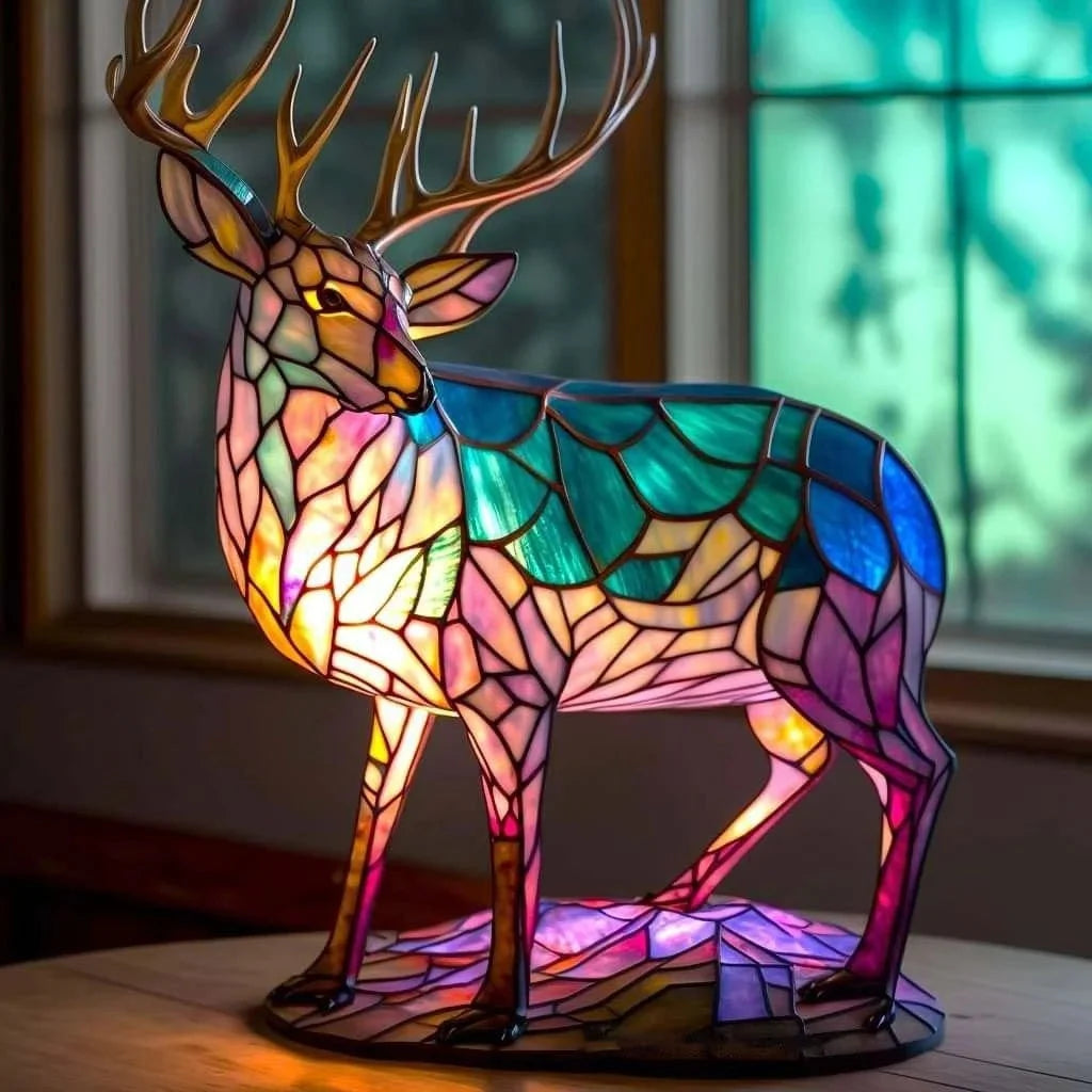 Table Lamp | Handcrafted Stained Glass & Multicolored Mosaic | 17 cm
