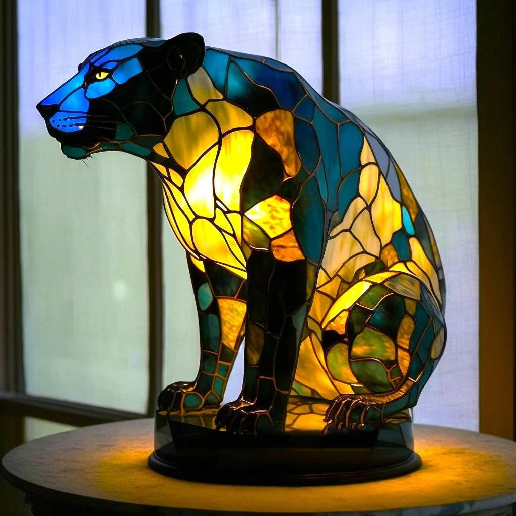 Table Lamp | Handcrafted Stained Glass & Multicolored Mosaic | 17 cm