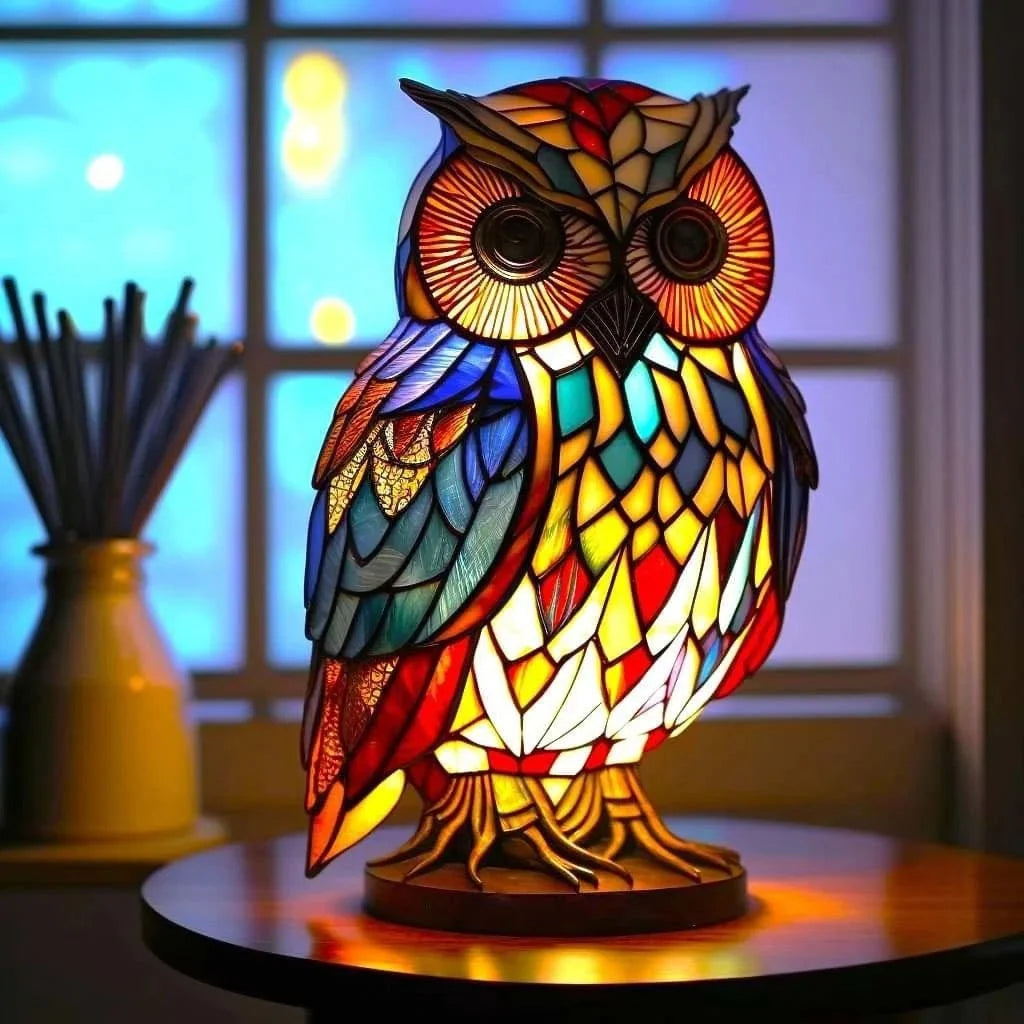Table Lamp | Handcrafted Stained Glass & Multicolored Mosaic | 17 cm
