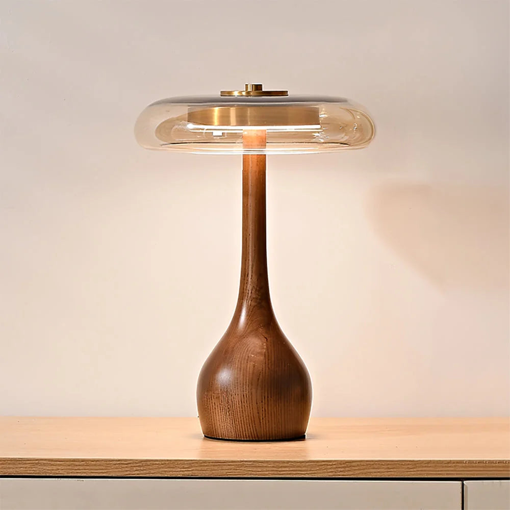 Table Lamp | Integrated LED & 3 Colour Temperatures | Brass & Walnut