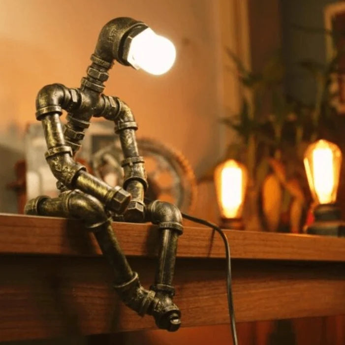 Table Lamp | Iron Pipe Robot Adjustable & Dimmable