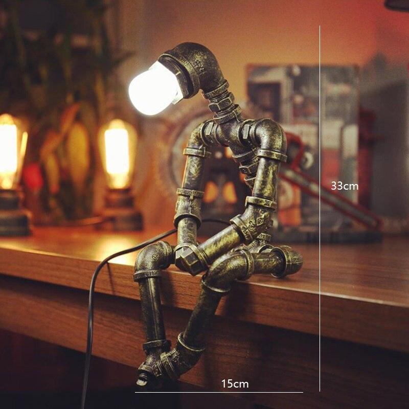 Table Lamp | Iron Pipe Robot Adjustable & Dimmable