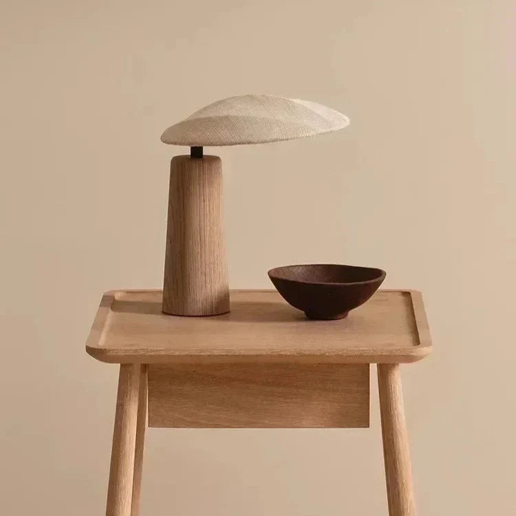 Table Lamp | Linen Shade, Wood Base & LED