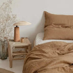 Table Lamp | Linen Shade, Wood Base & LED