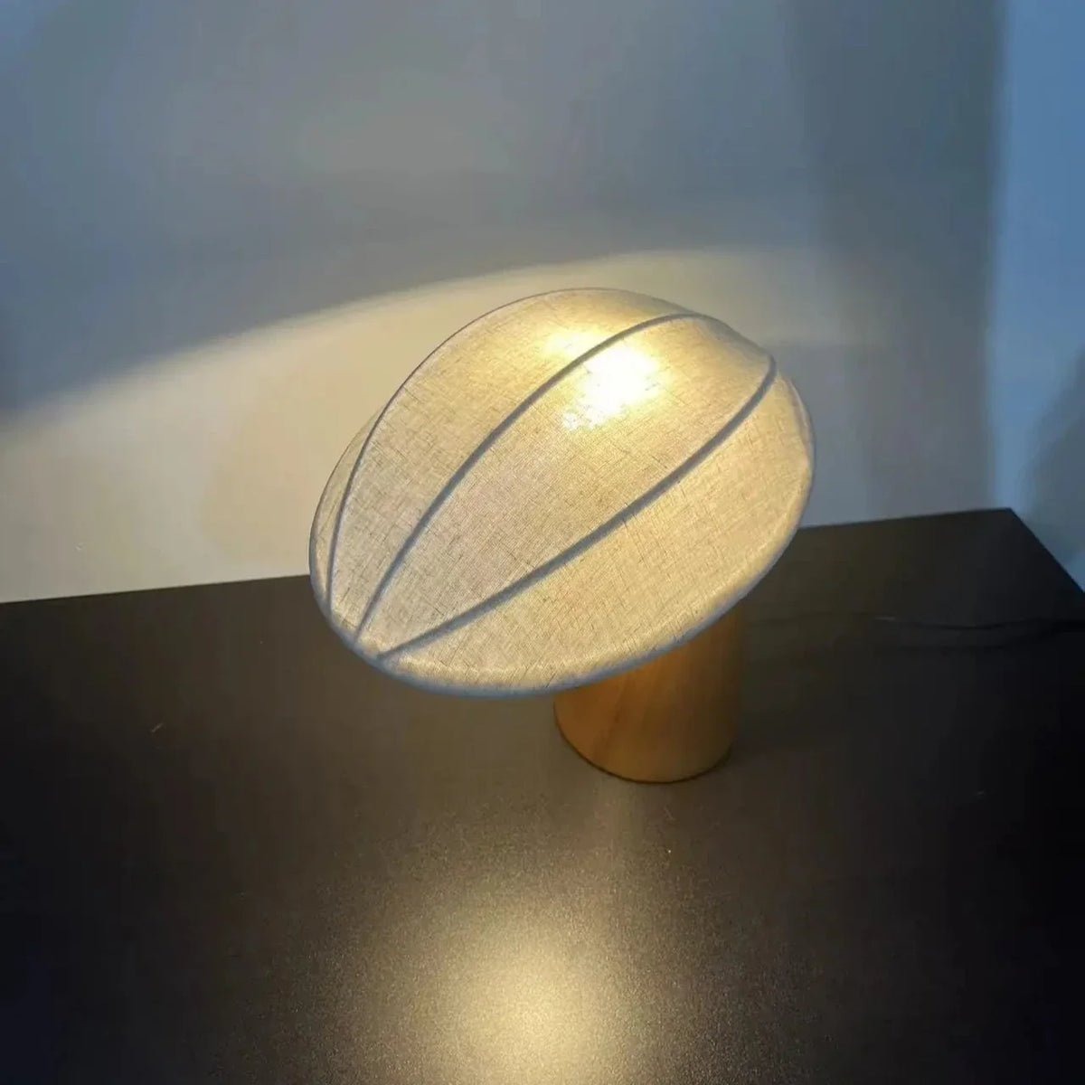 Table Lamp | Linen Shade, Wood Base & LED