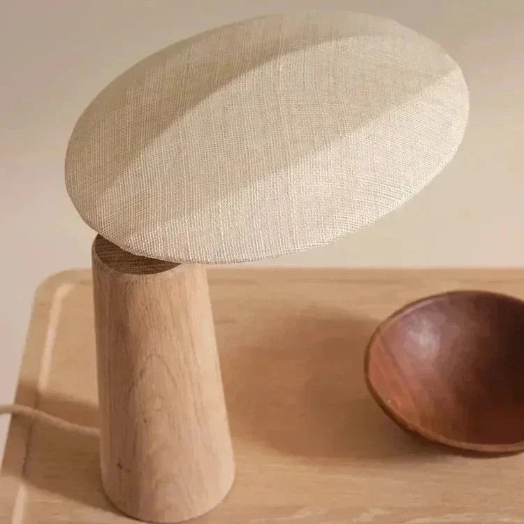 Table Lamp | Linen Shade, Wood Base & LED