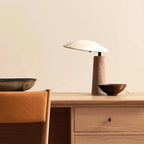 Table Lamp | Linen Shade, Wood Base & LED