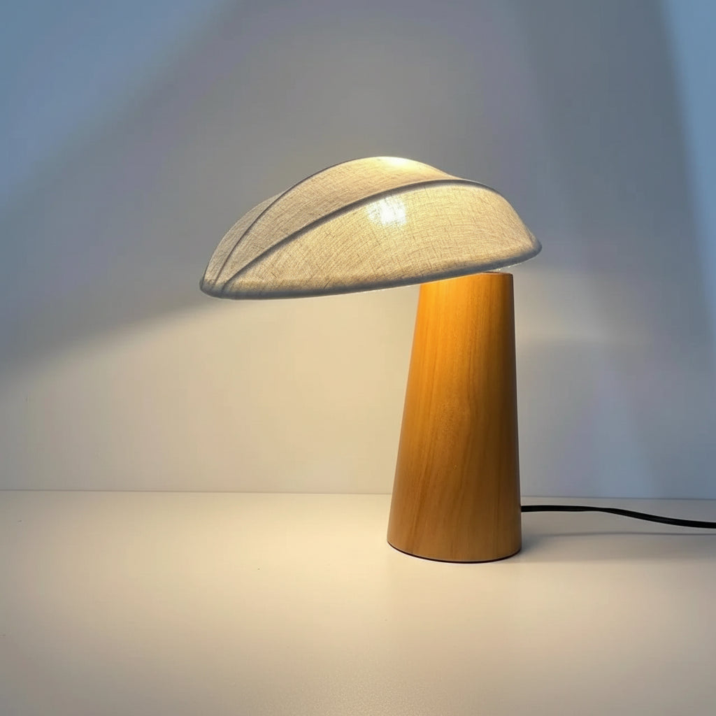 Table Lamp | Linen Shade, Wood Base & LED