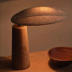 Table Lamp | Linen Shade, Wood Base & LED