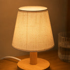 Table Lamp | Linen Shade & Wood Base | USB Powered