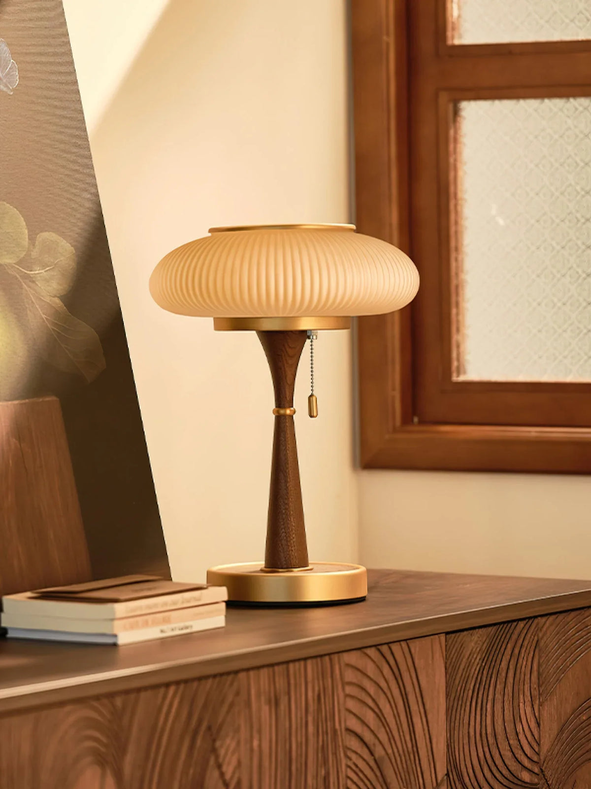 Table Lamp | Mushroom Glass Shade & Warm Diffused Light