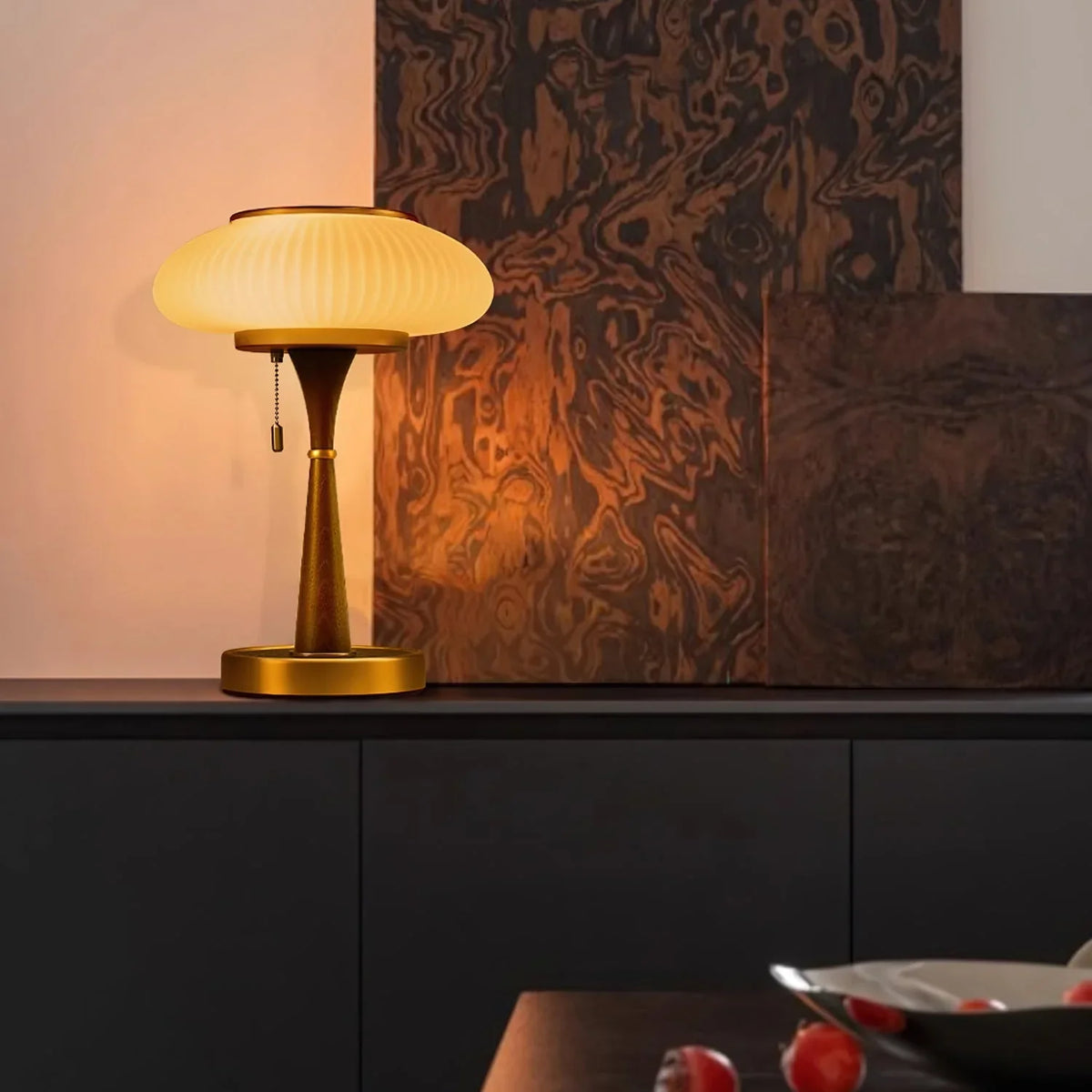 Table Lamp | Mushroom Glass Shade & Warm Diffused Light