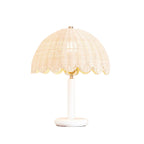 Table Lamp | Mushroom-Shaped Rattan & Wood | Dimmable Plug-In