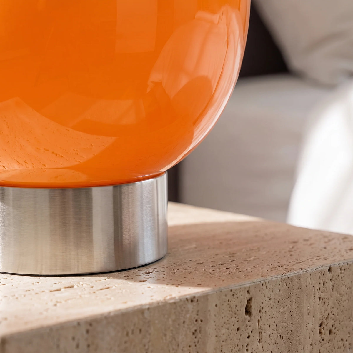 Table Lamp | Orange Glass | Dimmable 3-Color LED USB Powered