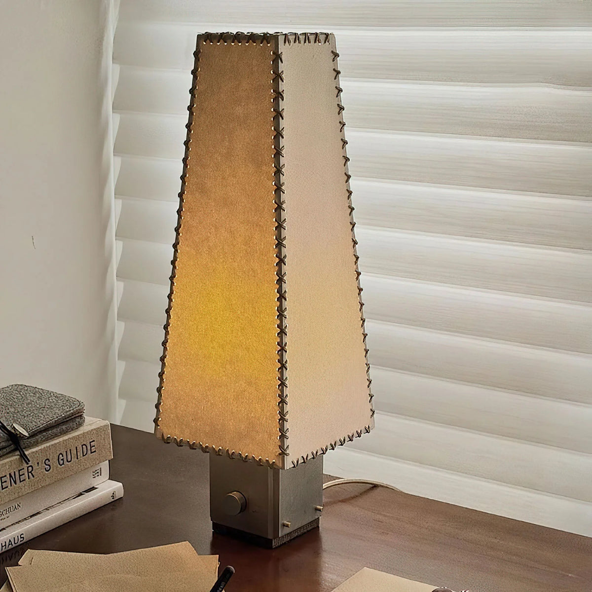 Table Lamp | Parchment Shade & Walnut Base