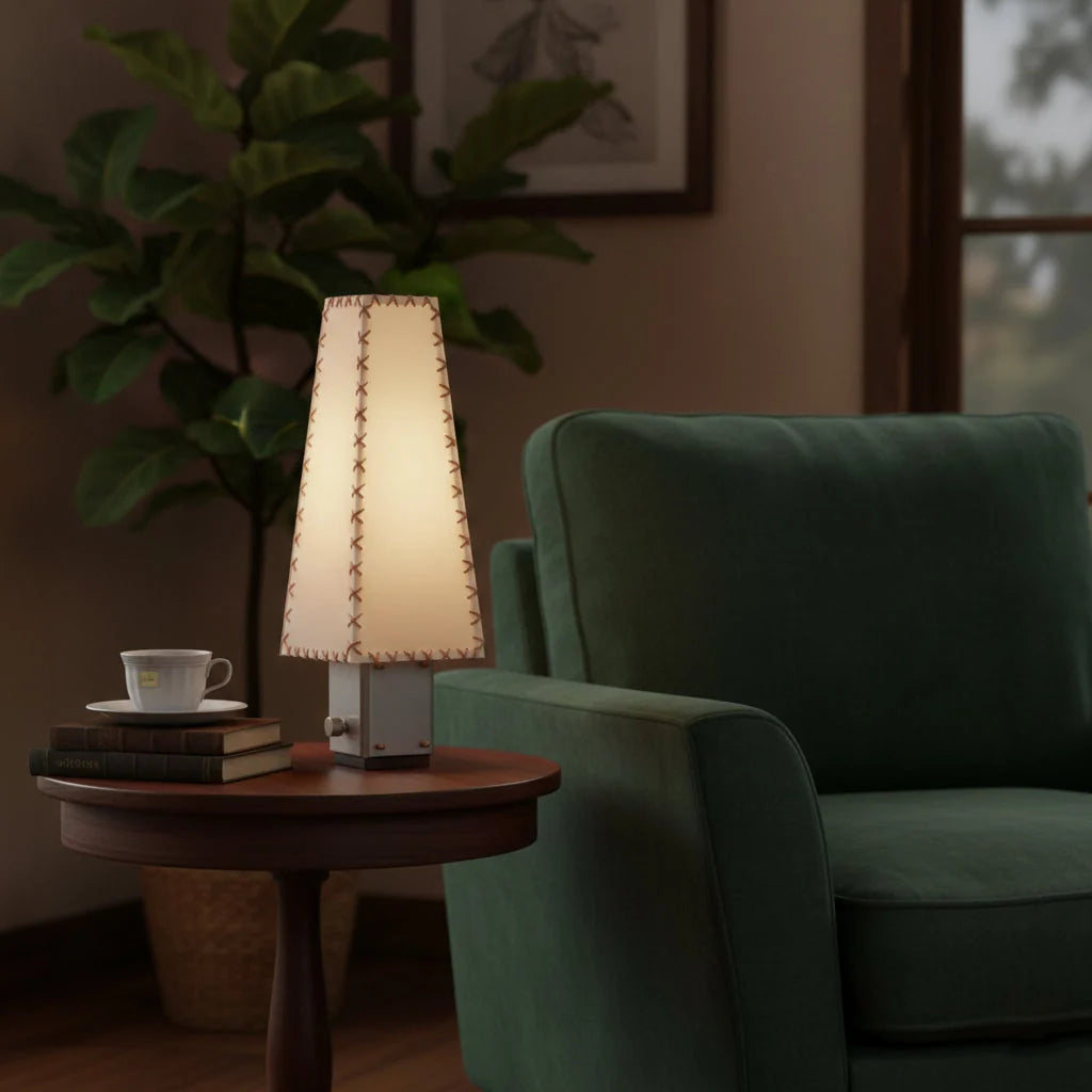 Table Lamp | Parchment Shade & Walnut Base