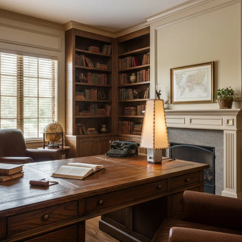 Table Lamp | Parchment Shade & Walnut Base