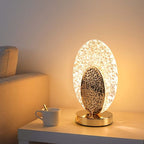 Table Lamp | Peacock-Inspired Crystal & Dimmable USB LED