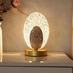 Table Lamp | Peacock-Inspired Crystal & Dimmable USB LED
