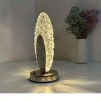 Table Lamp | Peacock-Inspired Crystal & Dimmable USB LED