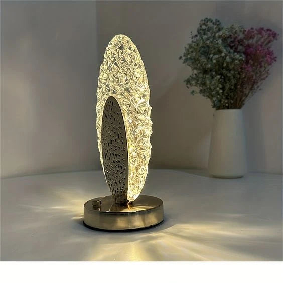 Table Lamp | Peacock-Inspired Crystal & Dimmable USB LED