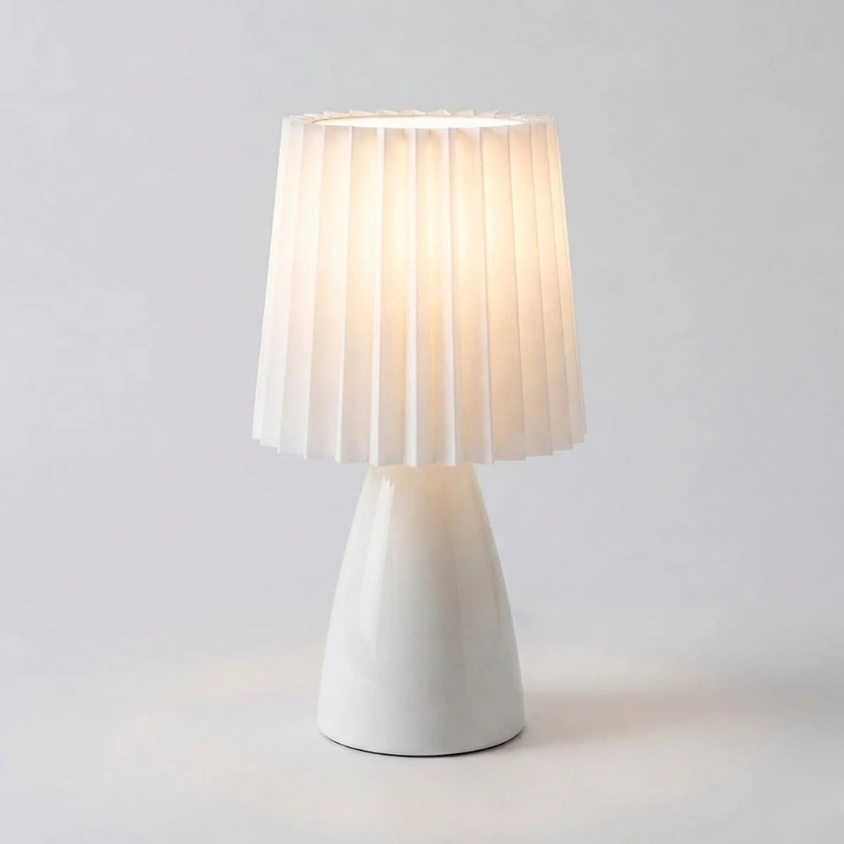 Table Lamp | Pleated Ceramic Shade & Tapered Base