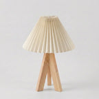 Table Lamp | Pleated Cone Shade & Wood Tripod Base