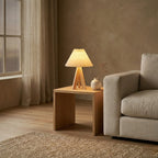 Table Lamp | Pleated Cone Shade & Wood Tripod Base
