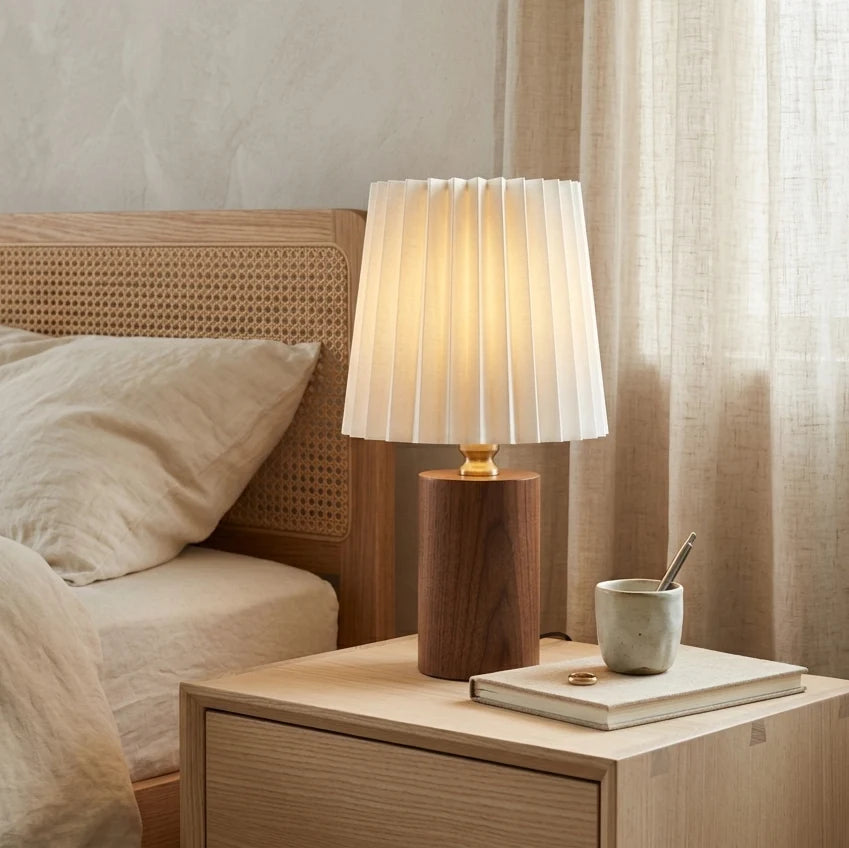 Table Lamp | Pleated Fabric Shade & Soft, Diffused Light