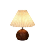 Table Lamp | Pleated Fabric Shade & Wood Base