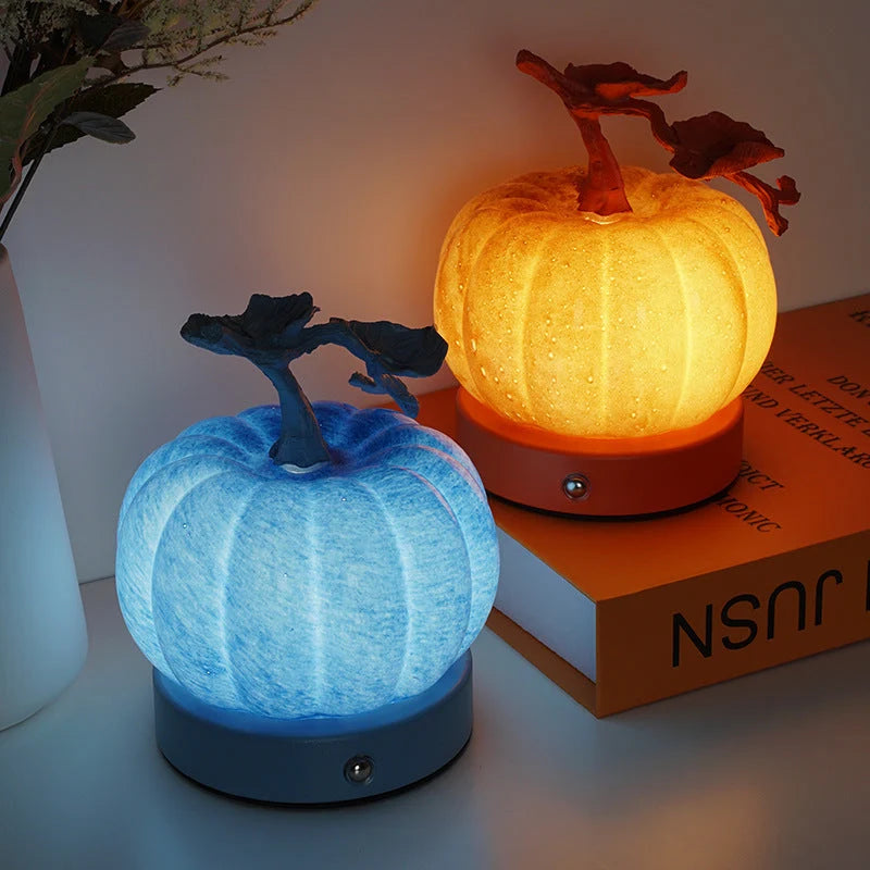 Table Lamp | Pumpkin-Shaped Glass & Touch Control | USB Powered