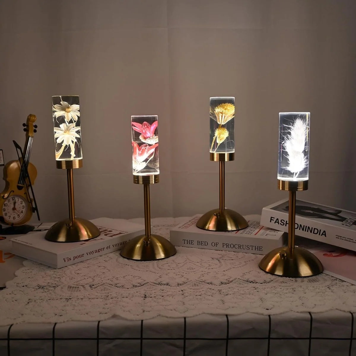 Table Lamp | Real Preserved Flowers & Rechargeable