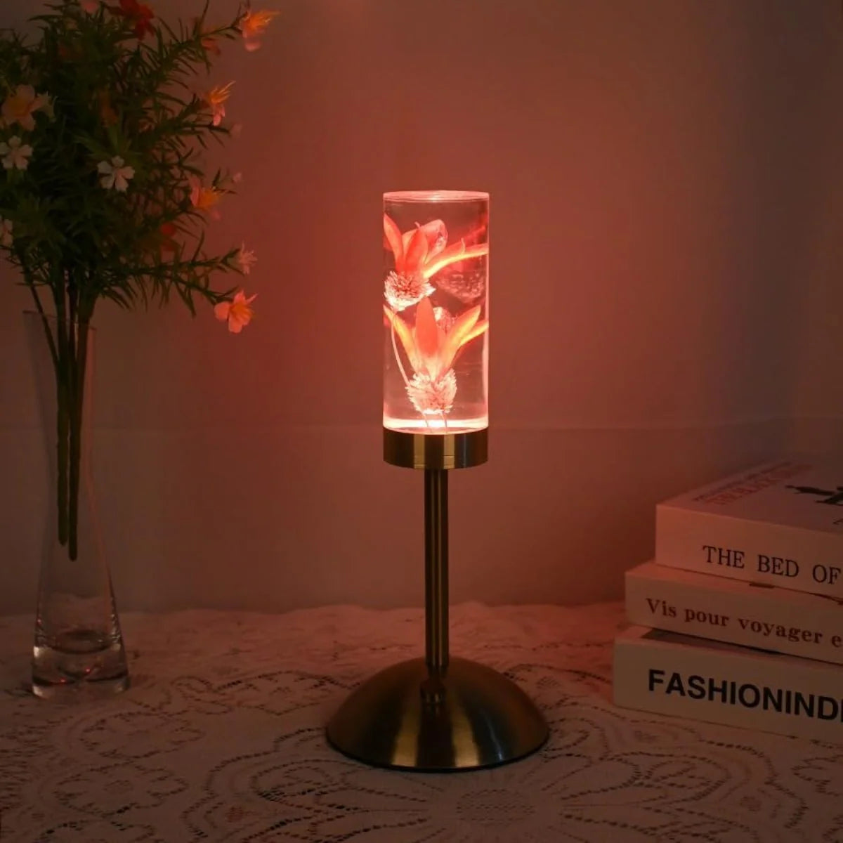 Table Lamp | Real Preserved Flowers & Rechargeable